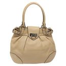 Salvatore Ferragamo Gancini Shoulder Bag Leather Beige Silver Auth gh060-2