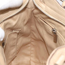 Salvatore Ferragamo Gancini Shoulder Bag Leather Beige Silver Auth gh060-21