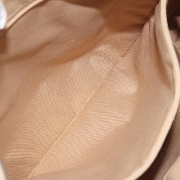 Salvatore Ferragamo Gancini Shoulder Bag Leather Beige Silver Auth gh060