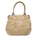 Salvatore Ferragamo Gancini Shoulder Bag Leather Beige Silver Auth gh060-3