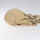 Salvatore Ferragamo Gancini Shoulder Bag Leather Beige Silver Auth gh060-4