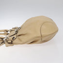 Salvatore Ferragamo Gancini Shoulder Bag Leather Beige Silver Auth gh060-5