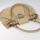 Salvatore Ferragamo Gancini Shoulder Bag Leather Beige Silver Auth gh060-6
