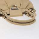 Salvatore Ferragamo Gancini Shoulder Bag Leather Beige Silver Auth gh060-7