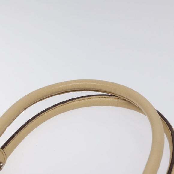 Salvatore Ferragamo Gancini Shoulder Bag Leather Beige Silver Auth gh060