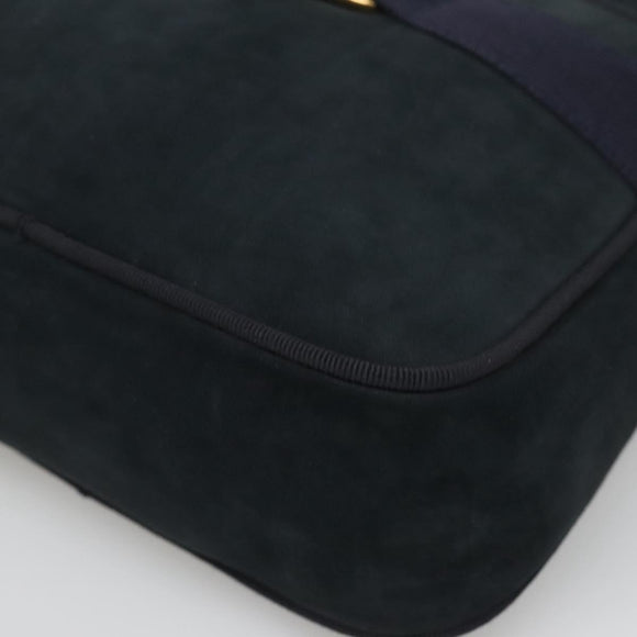 Salvatore Ferragamo Vala Shoulder Bag Suede Navy Gold Auth gh061