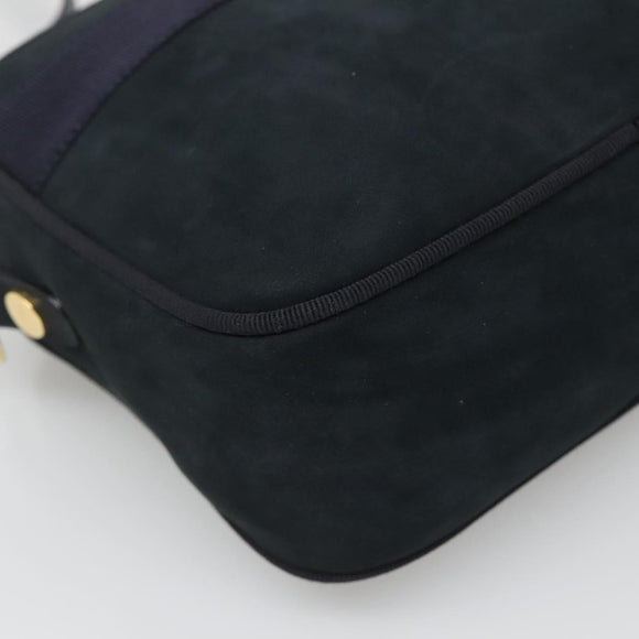 Salvatore Ferragamo Vala Shoulder Bag Suede Navy Gold Auth gh061