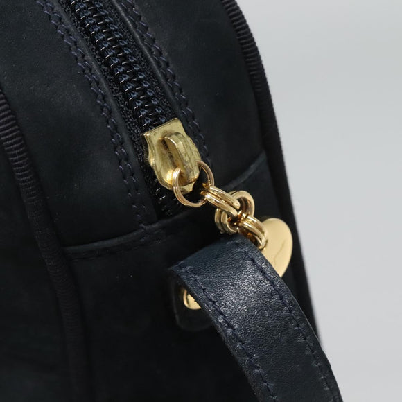 Salvatore Ferragamo Vala Shoulder Bag Suede Navy Gold Auth gh061