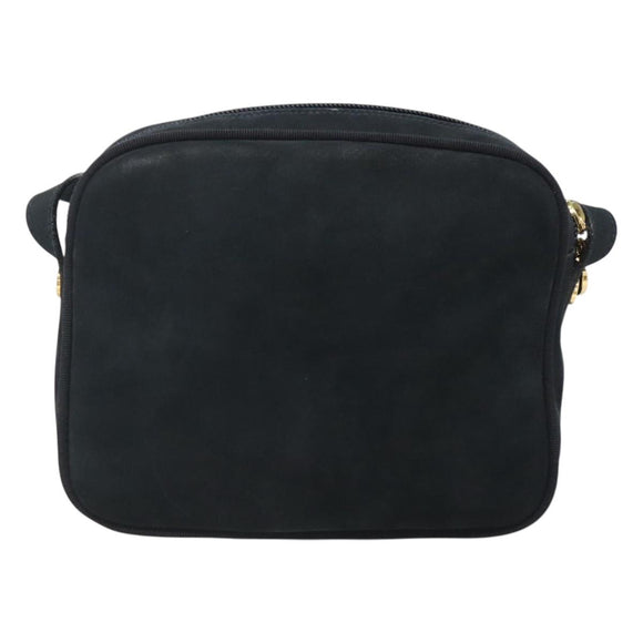 Salvatore Ferragamo Vala Shoulder Bag Suede Navy Gold Auth gh061