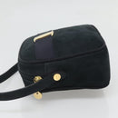 Salvatore Ferragamo Vala Shoulder Bag Suede Navy Gold Auth gh061-4