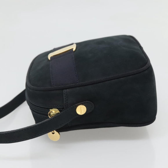 Salvatore Ferragamo Vala Shoulder Bag Suede Navy Gold Auth gh061