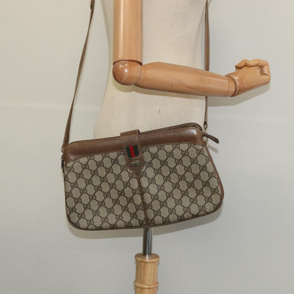 GUCCI GG Supreme Web Sherry Line Bag PVC Beige Red 904 02 043 Auth gh064