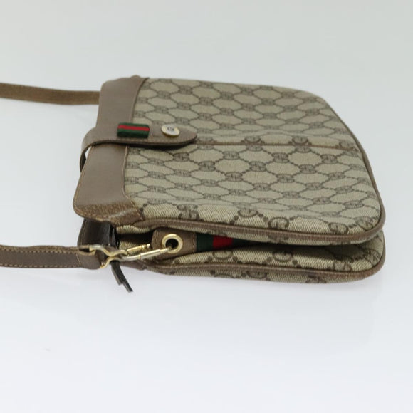 GUCCI GG Supreme Web Sherry Line Bag PVC Beige Red 904 02 043 Auth gh064