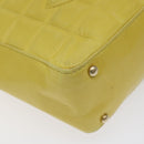 CHANEL Choco Bar COCO Mark Shoulder Bag Lamb Skin Yellow CC Auth gh066-15