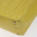 CHANEL Choco Bar COCO Mark Shoulder Bag Lamb Skin Yellow CC Auth gh066-16
