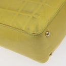 CHANEL Choco Bar COCO Mark Shoulder Bag Lamb Skin Yellow CC Auth gh066-17