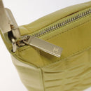 CHANEL Choco Bar COCO Mark Shoulder Bag Lamb Skin Yellow CC Auth gh066-18