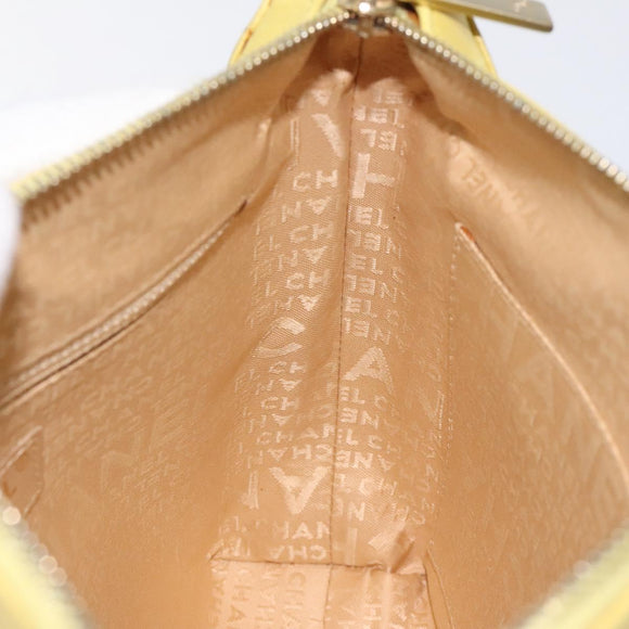 CHANEL Choco Bar COCO Mark Shoulder Bag Lamb Skin Yellow CC Auth gh066