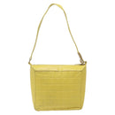 CHANEL Choco Bar COCO Mark Shoulder Bag Lamb Skin Yellow CC Auth gh066-2