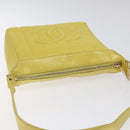 CHANEL Choco Bar COCO Mark Shoulder Bag Lamb Skin Yellow CC Auth gh066-6