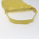 CHANEL Choco Bar COCO Mark Shoulder Bag Lamb Skin Yellow CC Auth gh066-7