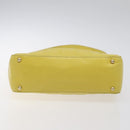 CHANEL Choco Bar COCO Mark Shoulder Bag Lamb Skin Yellow CC Auth gh066-5