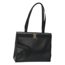Salvatore Ferragamo Tote Bag Leather Embossed Black Gold Auth gh067-1