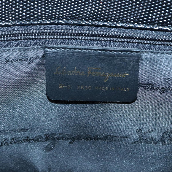 Salvatore Ferragamo Tote Bag Leather Embossed Black Gold Auth gh067