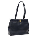 Salvatore Ferragamo Tote Bag Leather Embossed Navy Gold Auth gh069-1