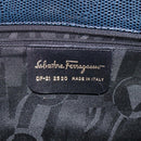 Salvatore Ferragamo Tote Bag Leather Embossed Navy Gold Auth gh069-12