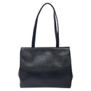 Salvatore Ferragamo Tote Bag Leather Embossed Navy Gold Auth gh069-2