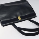 Salvatore Ferragamo Tote Bag Leather Embossed Navy Gold Auth gh069-6