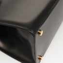 Salvatore Ferragamo Vala Hand Bag Leather 2way Black Gold Auth gh079-16