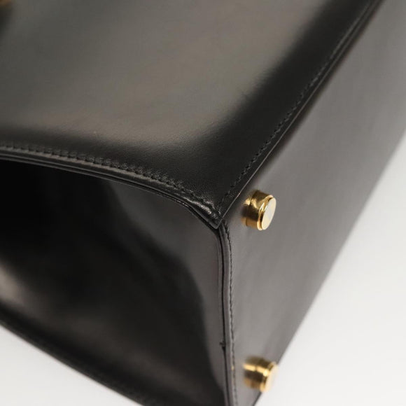 Salvatore Ferragamo Vala Hand Bag Leather 2way Black Gold Auth gh079