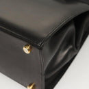Salvatore Ferragamo Vala Hand Bag Leather 2way Black Gold Auth gh079-17