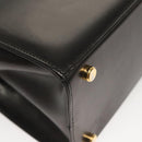 Salvatore Ferragamo Vala Hand Bag Leather 2way Black Gold Auth gh079-18
