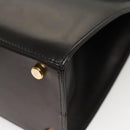 Salvatore Ferragamo Vala Hand Bag Leather 2way Black Gold Auth gh079-9