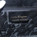 Salvatore Ferragamo Vala Hand Bag Leather 2way Black Gold Auth gh079-11