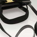 Salvatore Ferragamo Vala Hand Bag Leather 2way Black Gold Auth gh079-7