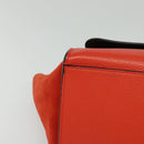 CELINE Trapeze Medium Hand Bag Suede Leather 2way Red Silver Auth gh084-10