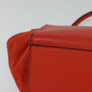 CELINE Trapeze Medium Hand Bag Suede Leather 2way Red Silver Auth gh084-12