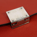 CELINE Trapeze Medium Hand Bag Suede Leather 2way Red Silver Auth gh084-14