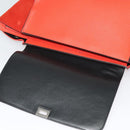 CELINE Trapeze Medium Hand Bag Suede Leather 2way Red Silver Auth gh084-15