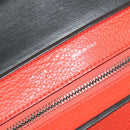 CELINE Trapeze Medium Hand Bag Suede Leather 2way Red Silver Auth gh084-16