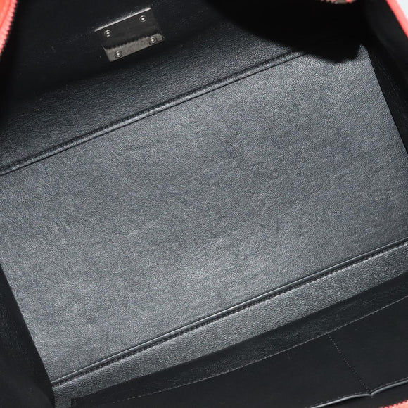 CELINE Trapeze Medium Hand Bag Suede Leather 2way Red Silver Auth gh084