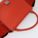 CELINE Trapeze Medium Hand Bag Suede Leather 2way Red Silver Auth gh084-6