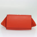 CELINE Trapeze Medium Hand Bag Suede Leather 2way Red Silver Auth gh084-9