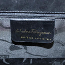 Salvatore Ferragamo Vala Hand Bag Leather 2way Black Gold Auth gh088-12
