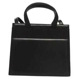 Salvatore Ferragamo Vala Hand Bag Leather 2way Black Gold Auth gh088 - 0