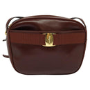 Salvatore Ferragamo Vala Shoulder Bag Leather Brown Gold Auth gh091-2